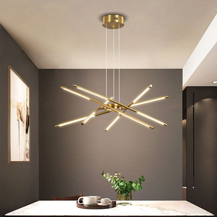 Nowoczesny Złoty Żyrandol do Salonu z 10 Źródłami Światła – Elegancki Design do Pokoju, Łatwy Montaż, Aluminium i Akryl 1