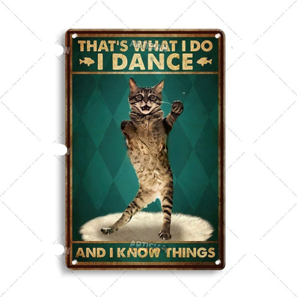 Artystyczny Metalowy Plakat z Kotem 30x20 cm – Stylowa Dekoracja Wnętrz, Humorystyczny Motyw do Salonu i Biura