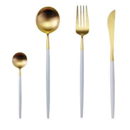24-częściowy zestaw złotych sztućców ze stali nierdzewnej – luksusowy i trwały, z wykończeniem na wysoki połysk 15