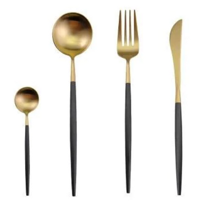 24-częściowy zestaw złotych sztućców ze stali nierdzewnej – luksusowy i trwały, z wykończeniem na wysoki połysk 17