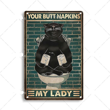 Artystyczny Metalowy Plakat z Kotem 30x20 cm – Stylowa Dekoracja Wnętrz, Humorystyczny Motyw do Salonu i Biura