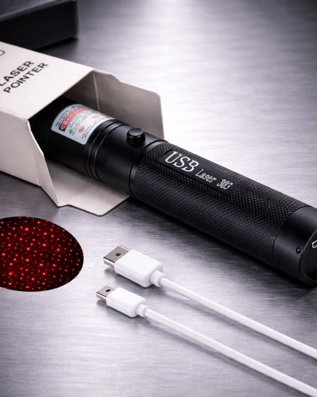 Akumulatorowy wskaźnik laserowy z regulowaną ostrością i blokadą bezpieczeństwa – narzędzie do ładowania przez USB o dużym zasięgu 5