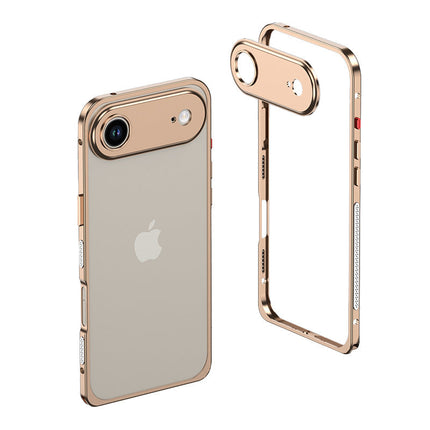 Aluminiowe Etui na Telefon z Wzmocnionymi Krawędziami i Kompatybilnością z MagSafe – Minimalistyczny Design, Srebrne Case na Telefon 17