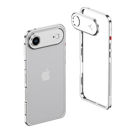 Aluminiowe Etui na Telefon z Wzmocnionymi Krawędziami i Kompatybilnością z MagSafe – Minimalistyczny Design, Srebrne Case na Telefon 23