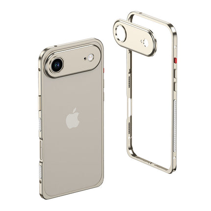 Aluminiowe Etui na Telefon z Wzmocnionymi Krawędziami i Kompatybilnością z MagSafe – Minimalistyczny Design, Srebrne Case na Telefon 30