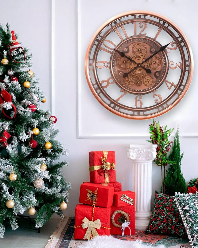 Antyczny Zegar Ścienny Duży 53 cm z Metalowym Wykończeniem – Klasyczny Zegar na Ścianę do Salonu 2