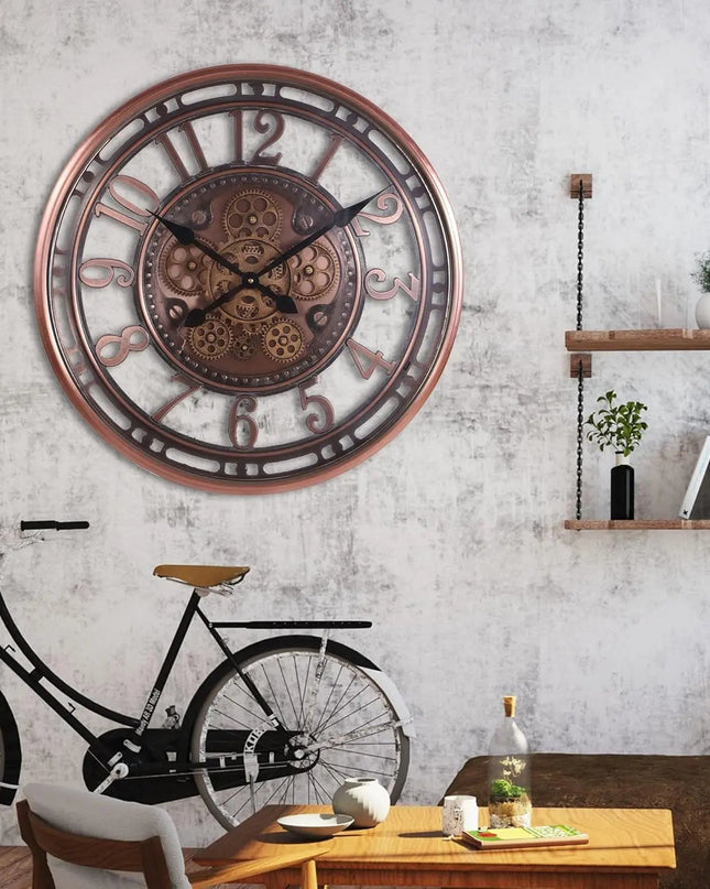 Antyczny Zegar Ścienny Duży 53 cm z Metalowym Wykończeniem – Klasyczny Zegar na Ścianę do Salonu 5