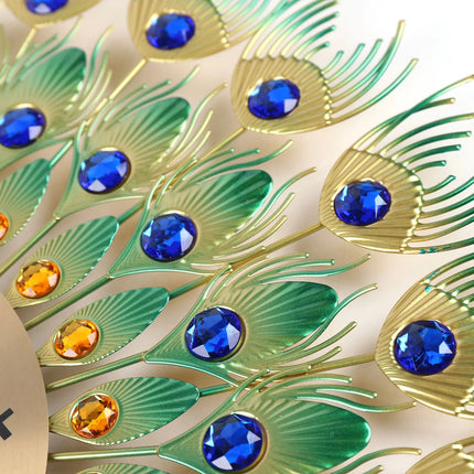 Artystyczny Zegar Ścienny Duży z Motywem Pawia – Elegancki Zegar na Ścianę do Salonu, Cichy Mechanizm, 60 cm 3