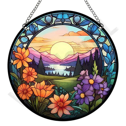 Artystyczny Złapacz Słońca z Akrylu – Okrągła Dekoracja Okienna i Ozdoba na Okna do Ogrodu, 15 cm 0