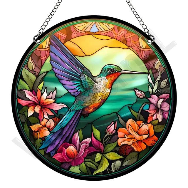 Artystyczny Złapacz Słońca z Akrylu – Okrągła Dekoracja Okienna i Ozdoba na Okna do Ogrodu, 15 cm 2