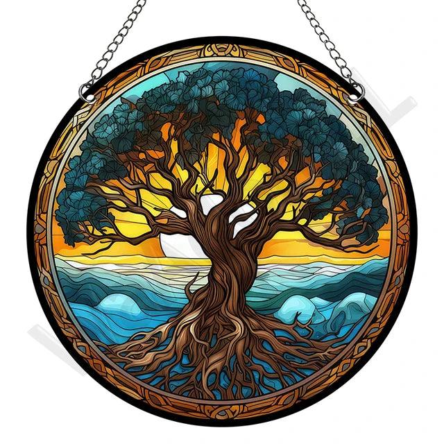 Artystyczny Złapacz Słońca z Akrylu – Okrągła Dekoracja Okienna i Ozdoba na Okna do Ogrodu, 15 cm 20