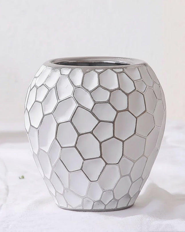 Elegancki wazon ceramiczny – ze złotym akcentem – stylowy dodatek do każdego wnętrza – idealny do świeżych lub sztucznych kwiatów