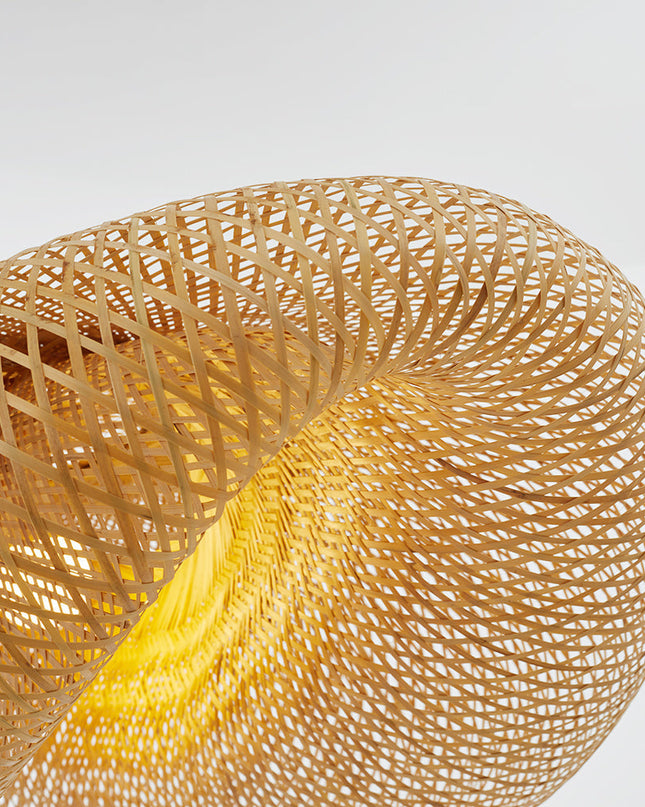 Bambusowa Lampa Wisząca z Rattanowym Abażurem – Lampa do Salonu Idealna Nad Stół, Ekologiczne Oświetlenie LED 6