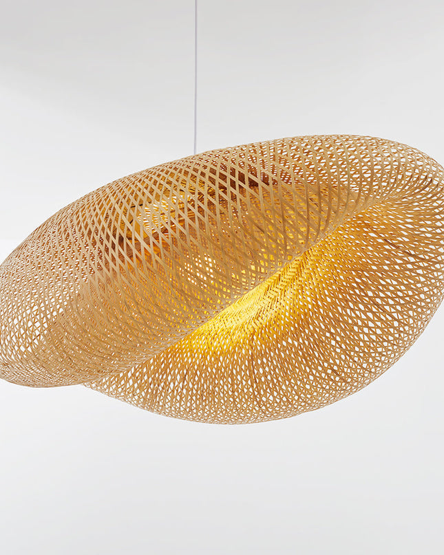 Bambusowa Lampa Wisząca z Rattanowym Abażurem – Lampa do Salonu Idealna Nad Stół, Ekologiczne Oświetlenie LED 7