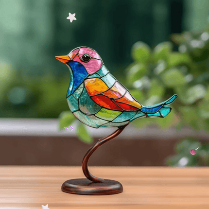 Barwny Ornament z Szkła, Unikalny Element Dekoracyjny, 15 cm x 20 cm, Żywe Kolory, Metalowa Podstawa, Idealny do Wnętrz i Ogrodu 0