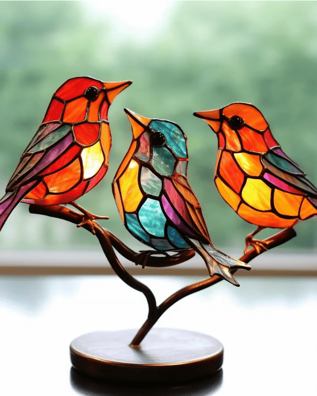 Barwny Ornament z Szkła, Unikalny Element Dekoracyjny, 15 cm x 20 cm, Żywe Kolory, Metalowa Podstawa, Idealny do Wnętrz i Ogrodu 2