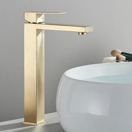 Bateria Umywalkowa Stojąca z Mieszaczem Ciepłej i Zimnej Wody – Elegancki Design ze Stali Nierdzewnej 5