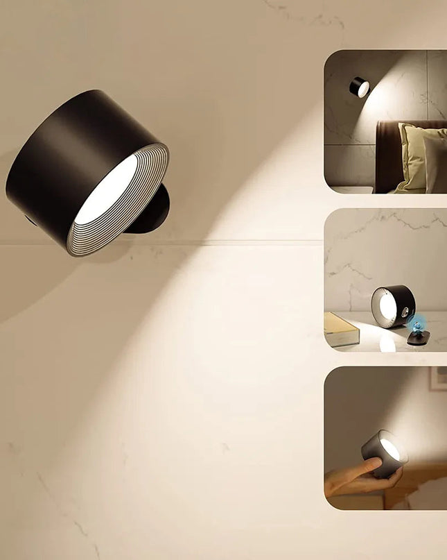 Bezprzewodowa Lampa Ścienna z Regulacją Jasności i Obrotem 360° – Minimalistyczny Kinkiet Ścienny na Baterie 7