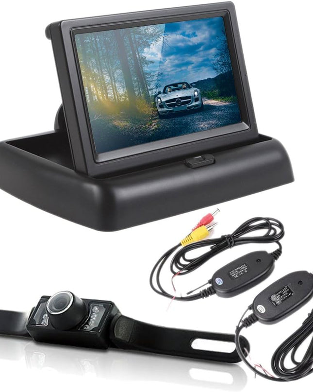 Bezprzewodowa kamera cofania z funkcją widzenia w nocy i 4,3-calowym monitorem LCD – wodoodporna kamera cofania do samochodu 0
