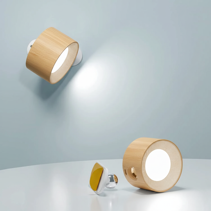 Bezprzewodowa lampa ścienna z obrotem 360° i ściemnialną diodą LED – akumulatorowa, minimalistyczna konstrukcja 2