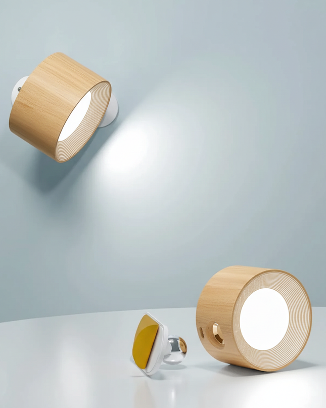 Bezprzewodowa lampa ścienna z obrotem 360° i ściemnialną diodą LED – akumulatorowa, minimalistyczna konstrukcja 2