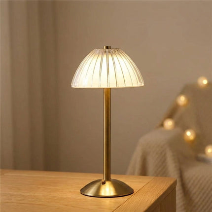 Bezprzewodowa lampa stołowa LED z czujnikiem dotykowym i ściemnialnym światłem – bezprzewodowy design inspirowany kryształem 0