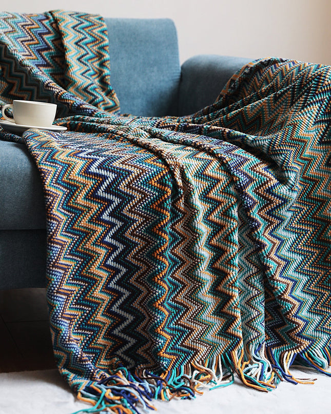 BohoBreeze | Dzianinowy koc z frędzlami 1