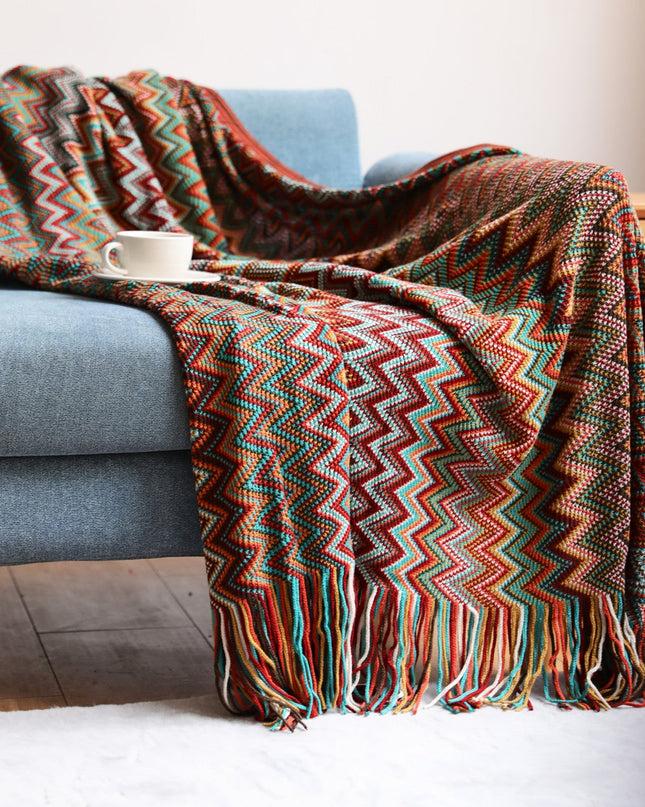 BohoBreeze | Dzianinowy koc z frędzlami 3