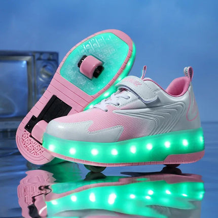 Buty dziecięce z diodami LED i kółkami – łatwe zapięcie na rzepy do aktywnej zabawy 0
