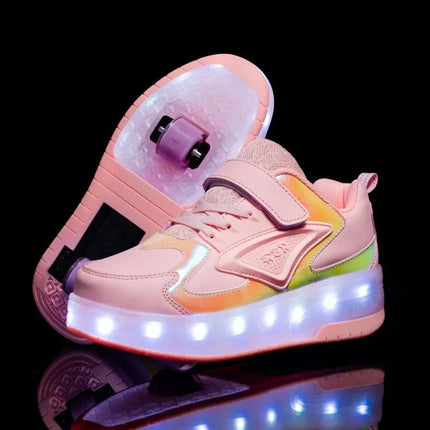 Buty dziecięce z diodami LED i kółkami – łatwe zapięcie na rzepy do aktywnej zabawy 12