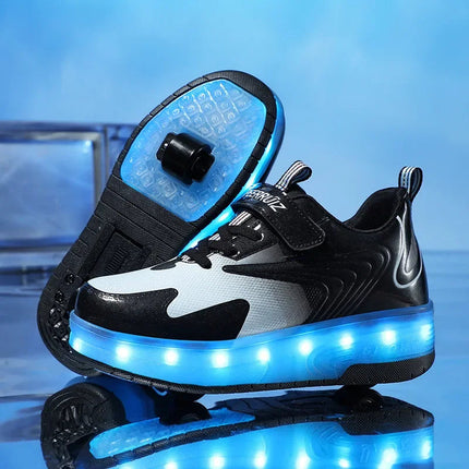 Buty dziecięce z diodami LED i kółkami – łatwe zapięcie na rzepy do aktywnej zabawy 15