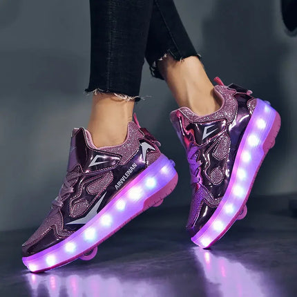 Buty dziecięce z diodami LED i kółkami – łatwe zapięcie na rzepy do aktywnej zabawy 8