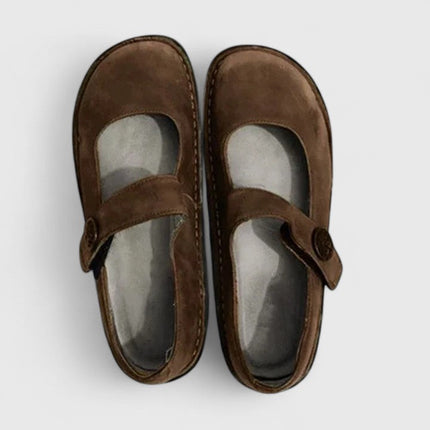 Buty ortopedyczne dla kobiet z regulowanym paskiem i amortyzowaną wkładką – klasyczny design z okrągłymi noskami 3