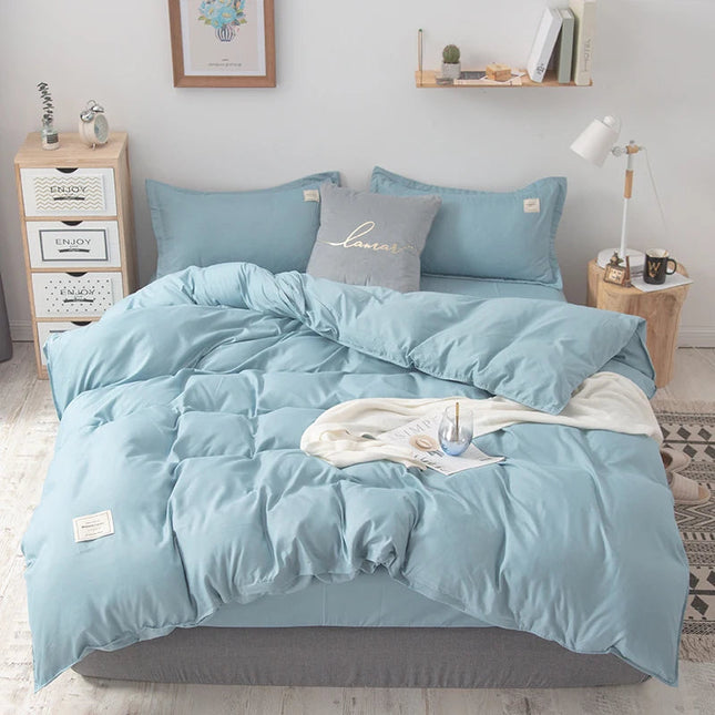 CalmCover | Komplet poszewek na kołdrę od pojedynczej do królewskiej w jednolitym kolorze niebieskim 1