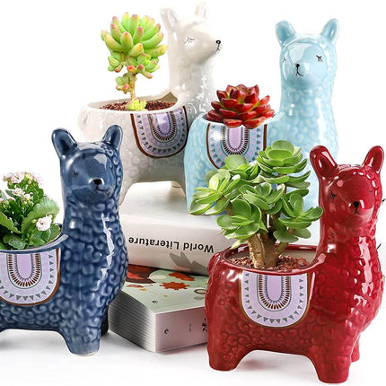 Ceramiczne Doniczki Alpaka – Ręcznie Malowane Osłonki do Sukulentów i Kaktusów, 12 cm i 19,5 cm 4