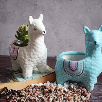 Ceramiczne Doniczki Alpaka – Ręcznie Malowane Osłonki do Sukulentów i Kaktusów, 12 cm i 19,5 cm 5