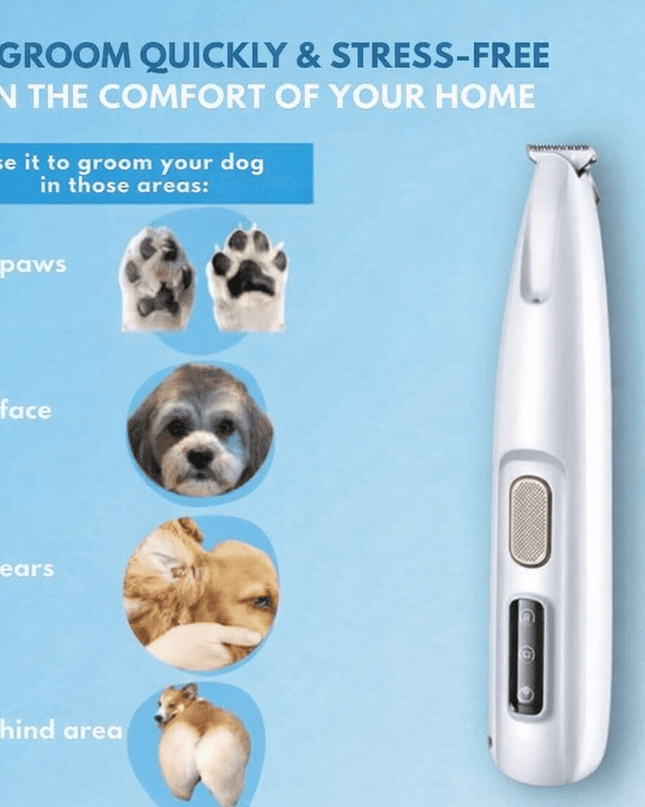 Cichy Trymer do Pielęgnacji Zwierząt z Ceramicznymi Ostrzami i LED – Idealny do Wrażliwych Obszarów dla Psów i Kotów 8