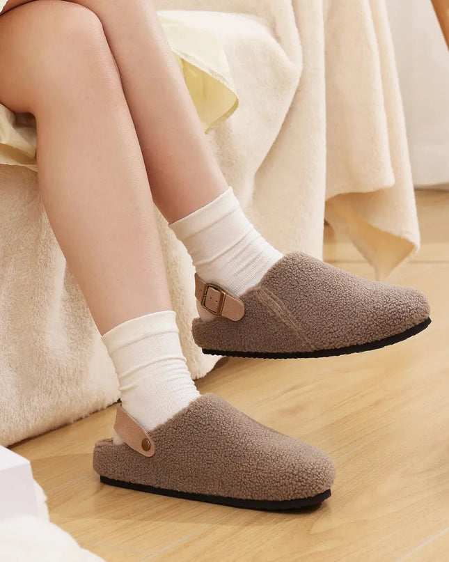 Ciepłe Regulowane Futrzane Kapcie Damskie z Korkową Podeszwą – Wygodne i Stylowe do Użytku w Domu 6