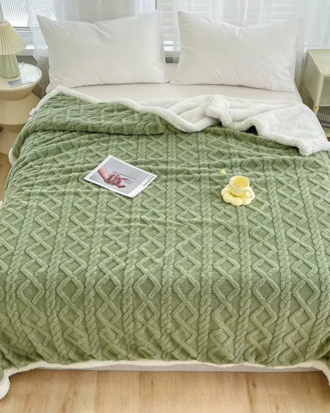 Ciepły Koc Dwuwarstwowy Polarowy Sherpa, Miękki i Lekki, Idealny na Chłodne Wieczory, Do Wystroju Wnętrz 2