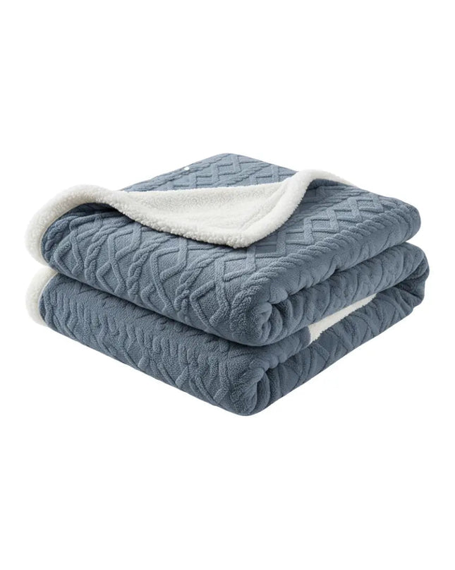 Ciepły Koc Dwuwarstwowy Polarowy Sherpa, Miękki i Lekki, Idealny na Chłodne Wieczory, Do Wystroju Wnętrz 3