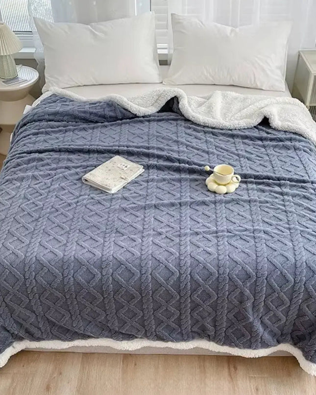 Ciepły Koc Dwuwarstwowy Polarowy Sherpa, Miękki i Lekki, Idealny na Chłodne Wieczory, Do Wystroju Wnętrz 5