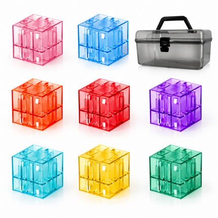 Klocki Drewniane dla Dzieci Montessori Cube z Kolorowymi Elementami