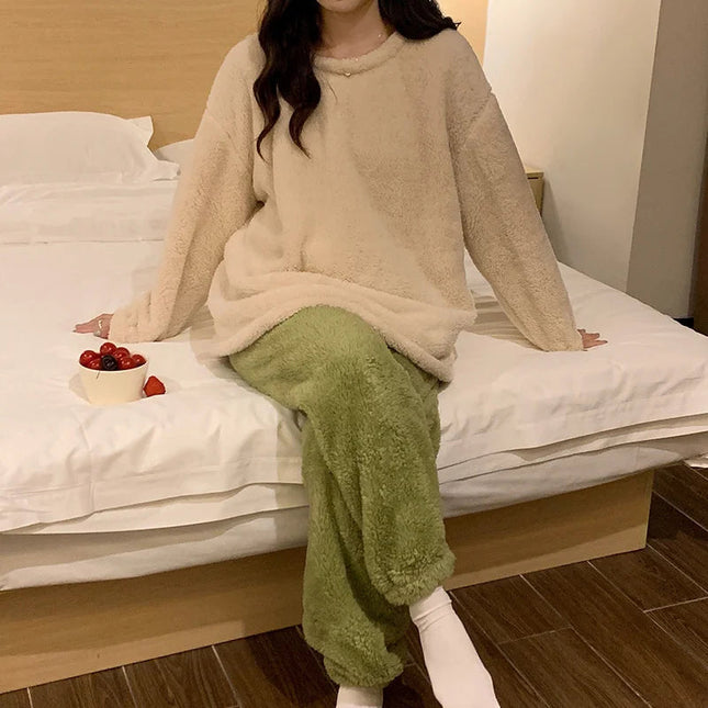 CozyNights | Zimowy komplet piżamowy z polaru i aksamitu dla kobiet 2