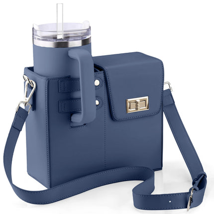 Crossbody Bag with Bottle Holder – Leather and Nylon Design for Women – Black Crossbody Bag 2