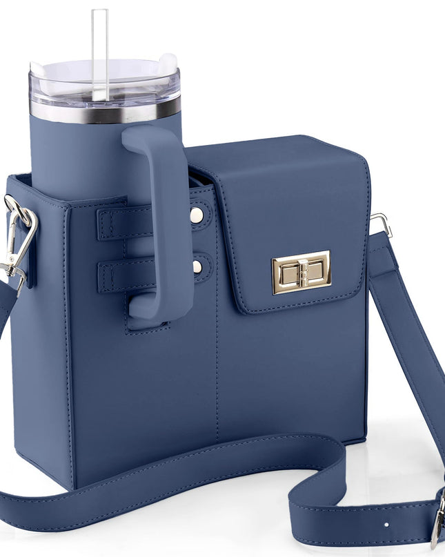 Crossbody Bag with Bottle Holder – Leather and Nylon Design for Women – Black Crossbody Bag 2