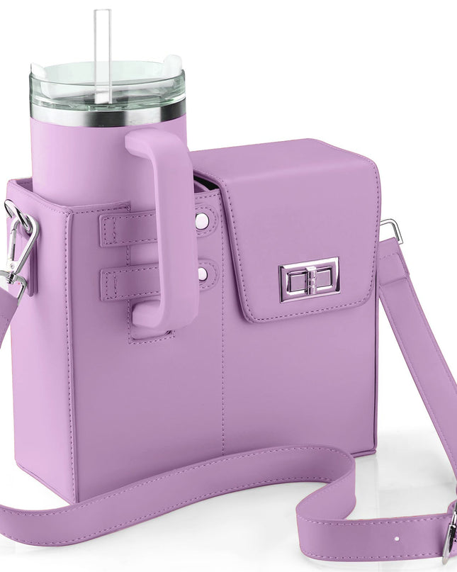 Crossbody Bag with Bottle Holder – Leather and Nylon Design for Women – Black Crossbody Bag 3