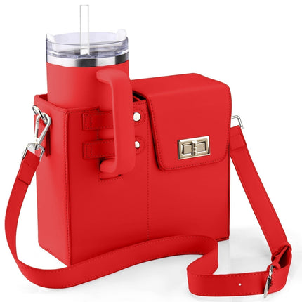 Crossbody Bag with Bottle Holder – Leather and Nylon Design for Women – Black Crossbody Bag 5