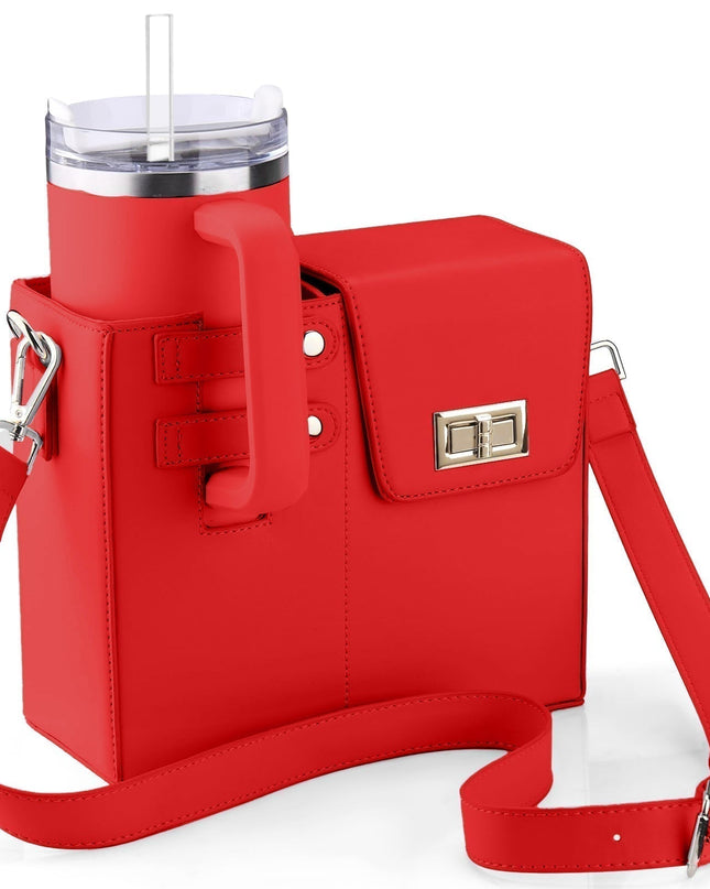 Crossbody Bag with Bottle Holder – Leather and Nylon Design for Women – Black Crossbody Bag 5