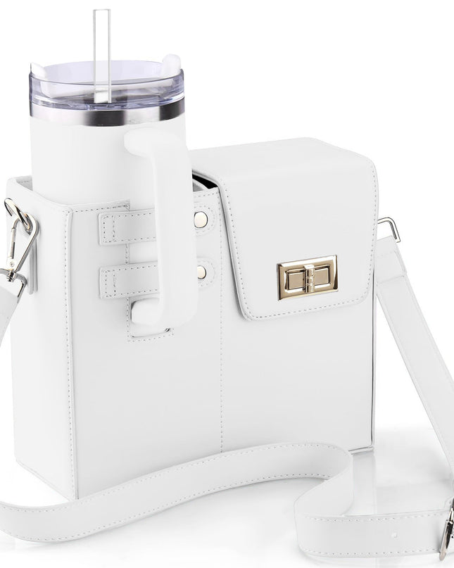 Crossbody Bag with Bottle Holder – Leather and Nylon Design for Women – Black Crossbody Bag 6