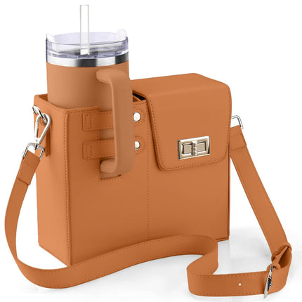 Crossbody Bag with Bottle Holder – Leather and Nylon Design for Women – Black Crossbody Bag 7